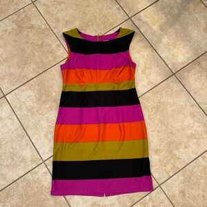 Shelby & Palmer Vintage OG Vibrant Striped Black Multicolor Mini Dress